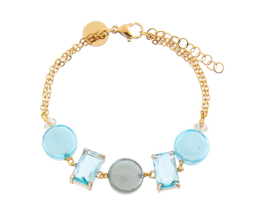 Bracciale Sunset Mirage vetro di Murano acquamare e cristalli Murrina Murano Venezia