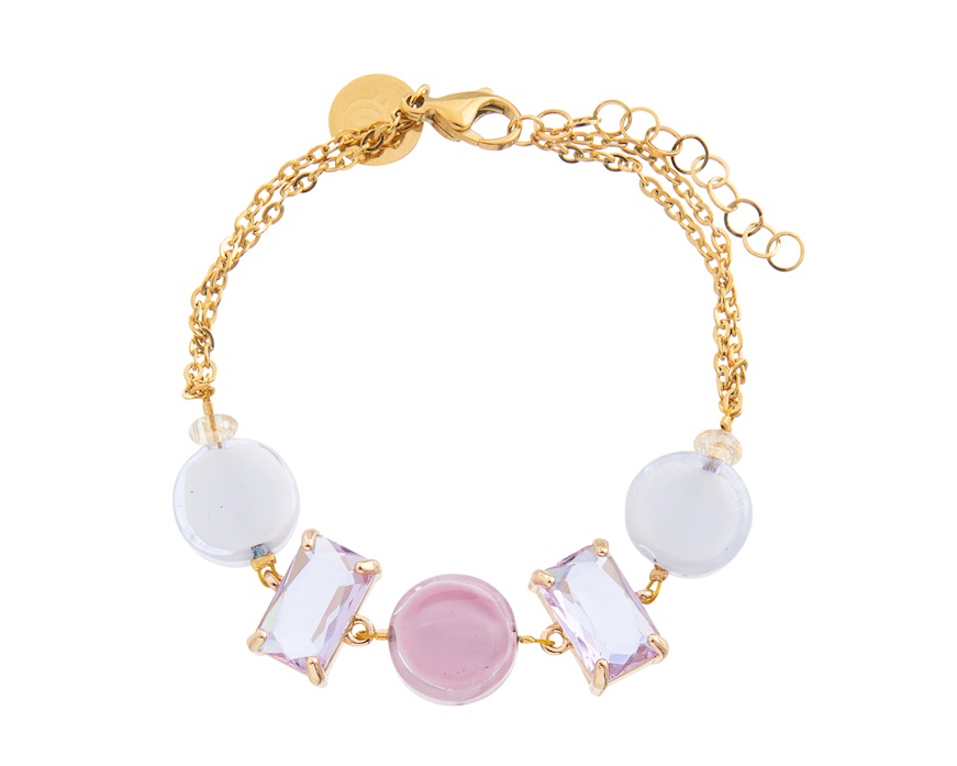 Bracciale Sunset Mirage vetro di Murano rosato e cristalli Murrina Murano Venezia