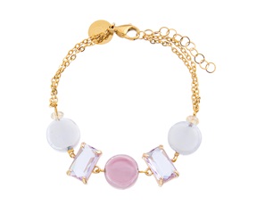 Bracciale Sunset Mirage vetro di Murano rosato e cristalli Murrina Murano Venezia