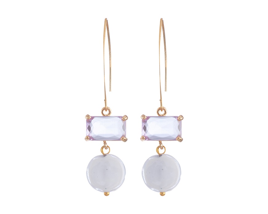 Orecchini Sunset Mirage vetro di Murano glicine e cristalli Murrina Murano Venezia