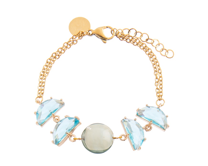 Bracciale Ocean Odissey vetro di Murano grigio e cristalli Murrina Murano Venezia