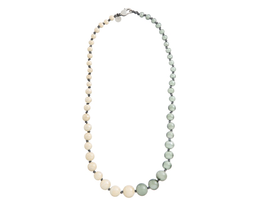 Collana lunga Aqua vetro di Murano avorio Murrina Murano Venezia