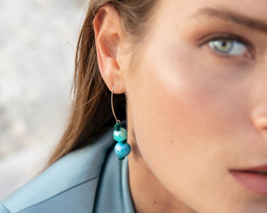 Orecchini Aqua vetro di Murano petrolio Murrina Murano Venezia