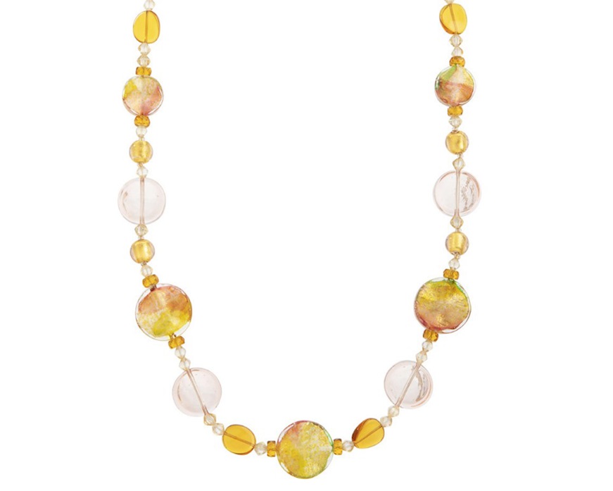 Collana lunga Sunshine vetro di Murano topazio Murrina Murano Venezia