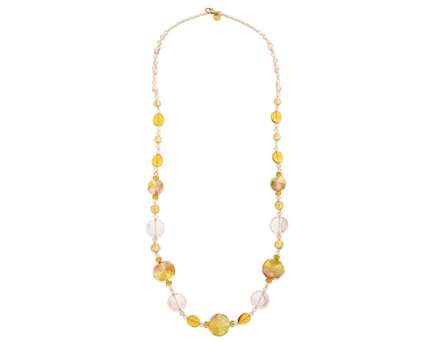 Collana lunga Sunshine vetro di Murano topazio Murrina Murano Venezia