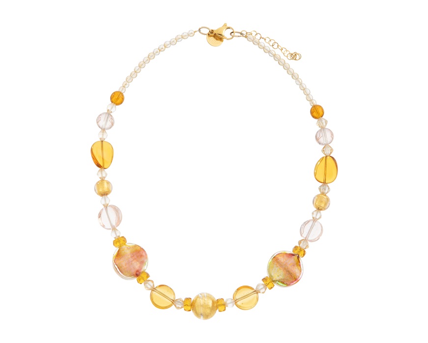 Collana girocollo Sunshine vetro di Murano topazio Murrina Murano Venezia