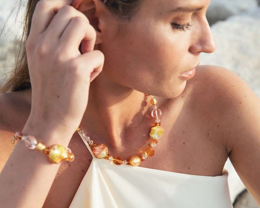 Bracciale Sunshine vetro di Murano topazio Murrina Murano Venezia