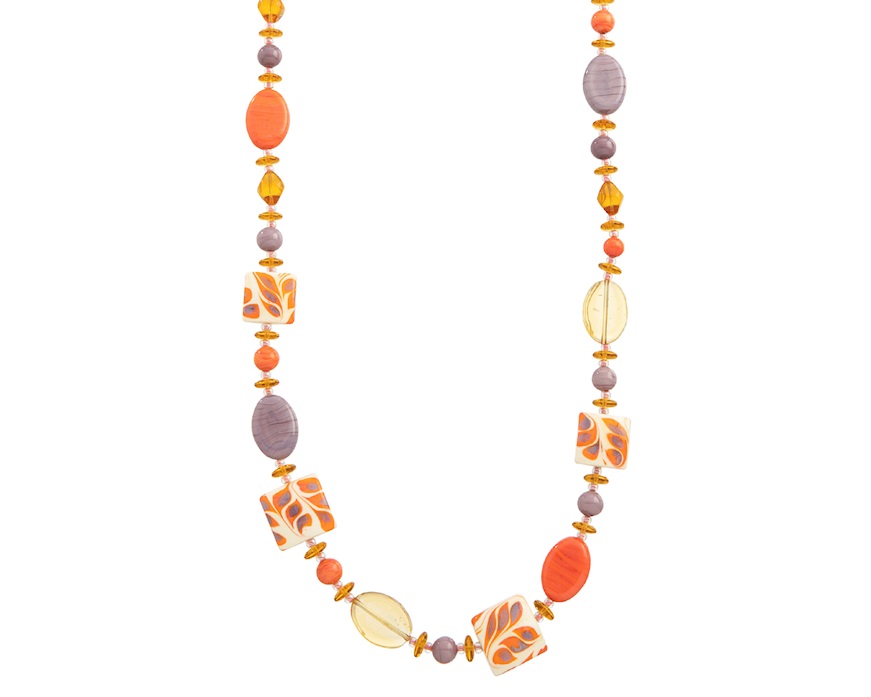 Collana lunga Coral Bay vetro di Murano corallo Murrina Murano Venezia