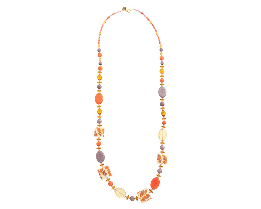 Collana lunga Coral Bay vetro di Murano corallo Murrina Murano Venezia
