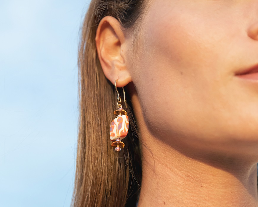 Orecchini Coral Bay vetro di Murano corallo Murrina Murano Venezia