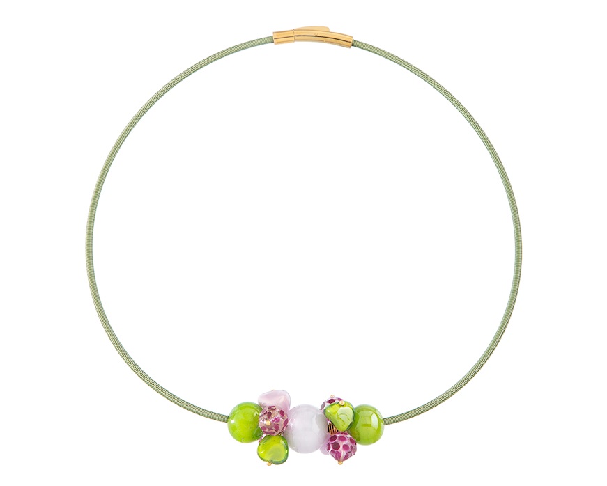 Collana Soraya vetro di Murano verde Murrina Murano Venezia