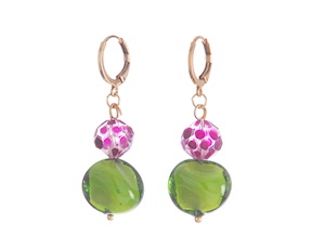 Orecchini Soraya vetro di Murano verde Murrina Murano Venezia