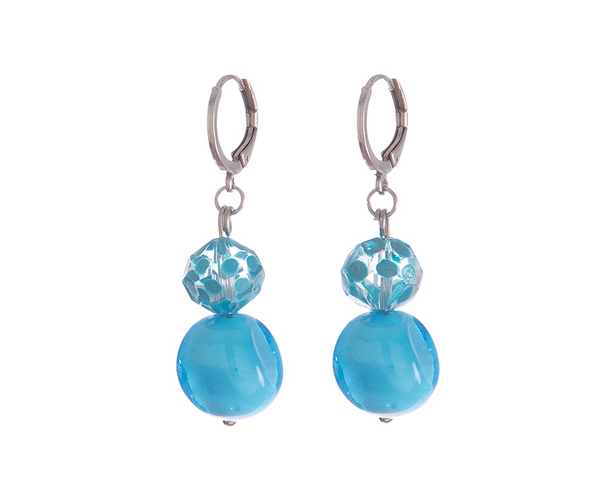 Orecchini Soraya vetro di Murano turchese Murrina Murano Venezia