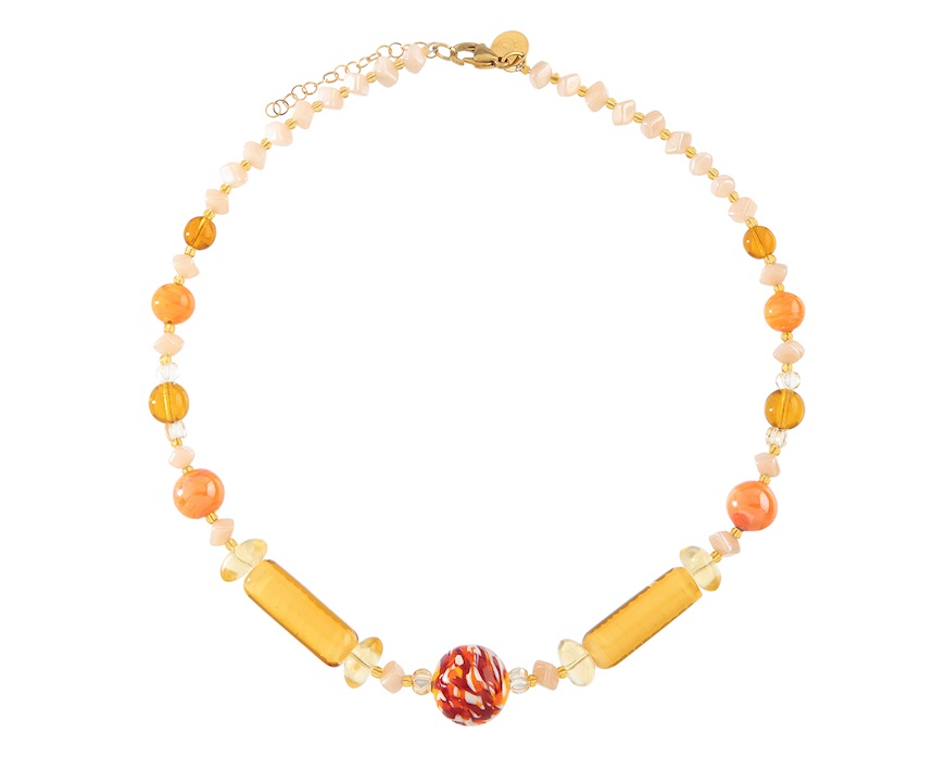Collana girocollo Tasnim vetro di Murano ambra Murrina Murano Venezia