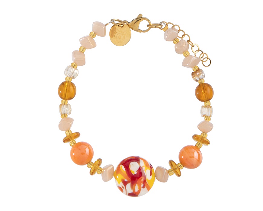 Bracciale Tasnim vetro di Murano ambra Murrina Murano Venezia