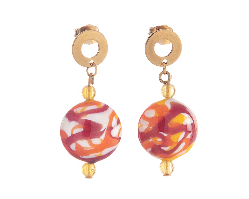 Orecchini Tasnim vetro di Murano ambra Murrina Murano Venezia
