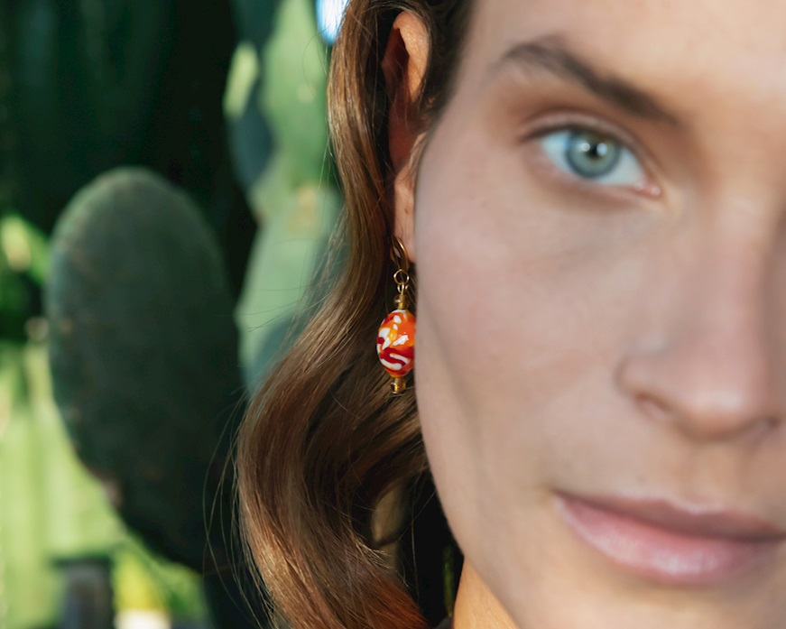 Orecchini Tasnim vetro di Murano ambra Murrina Murano Venezia