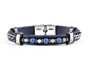 Bracciale Melt vetro di Murano ematite e silicone blu Murrina Murano Venezia