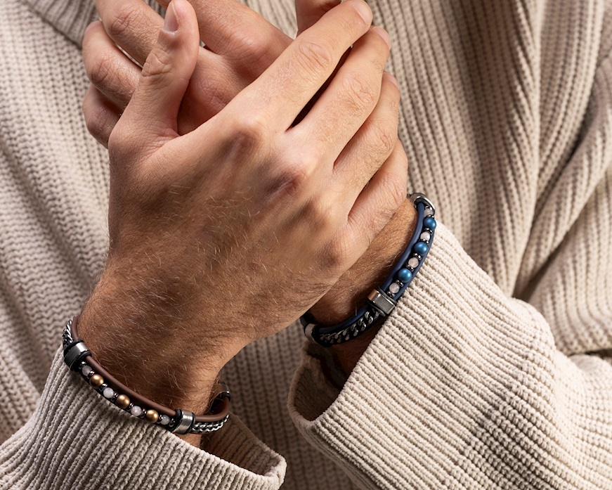 Bracciale Melt vetro di Murano ematite e silicone marrone Murrina Murano Venezia