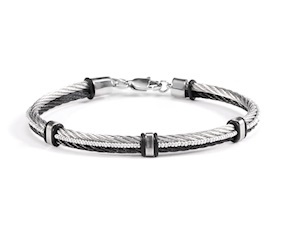 Bracciale Split vetro di Murano acciaio nero e silicone Murrina Murano Venezia