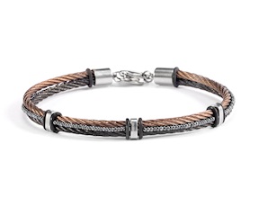 Bracciale Split vetro di Murano acciaio marrone e silicone Murrina Murano Venezia