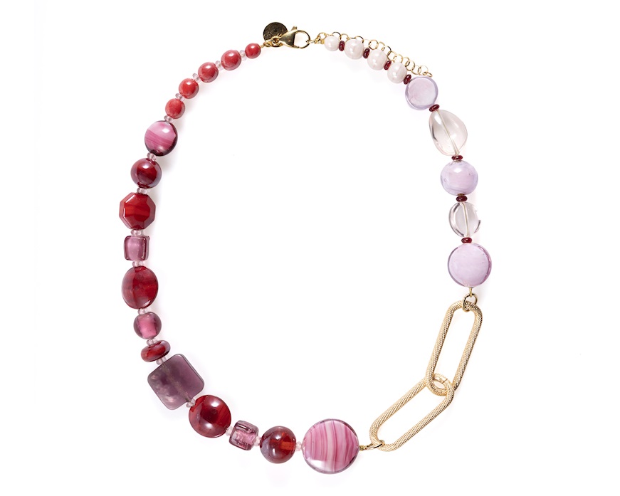 Collana Breeze vetro di Murano rosa Murrina Murano Venezia