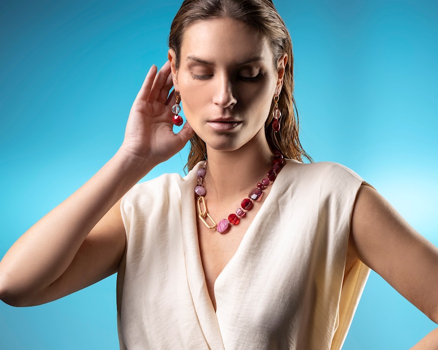 Collana Breeze vetro di Murano rosa Murrina Murano Venezia