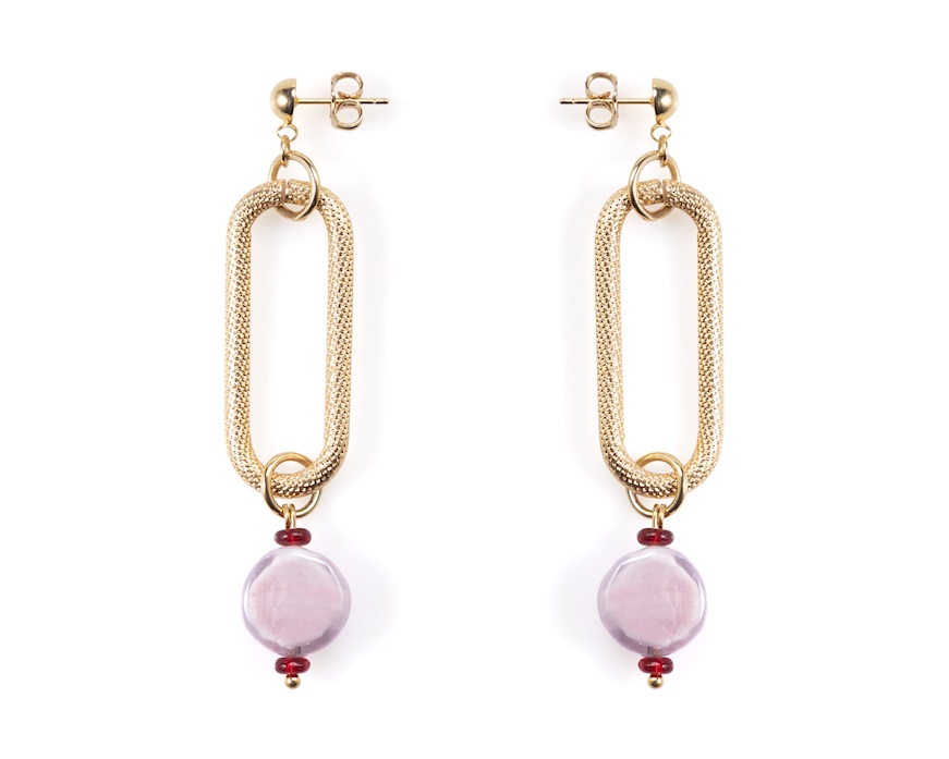 Orecchini Breeze vetro di Murano rosa Murrina Murano Venezia