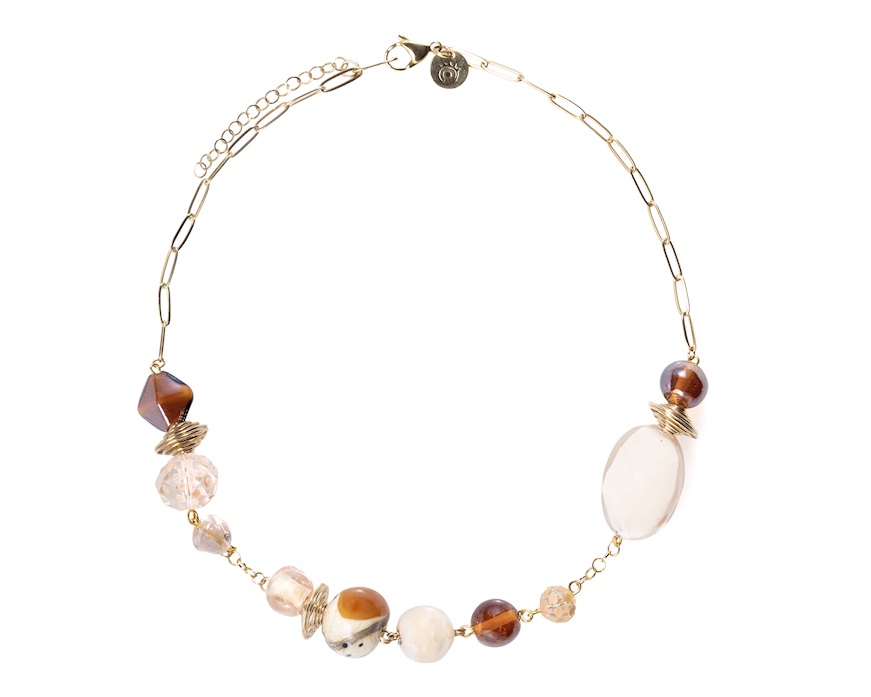 Collana lunga Glow vetro di Murano topazio Murrina Murano Venezia