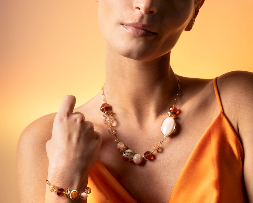 Collana lunga Glow vetro di Murano topazio Murrina Murano Venezia