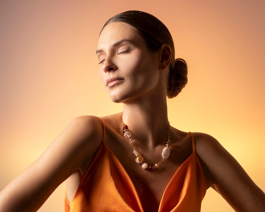 Collana lunga Glow vetro di Murano topazio Murrina Murano Venezia