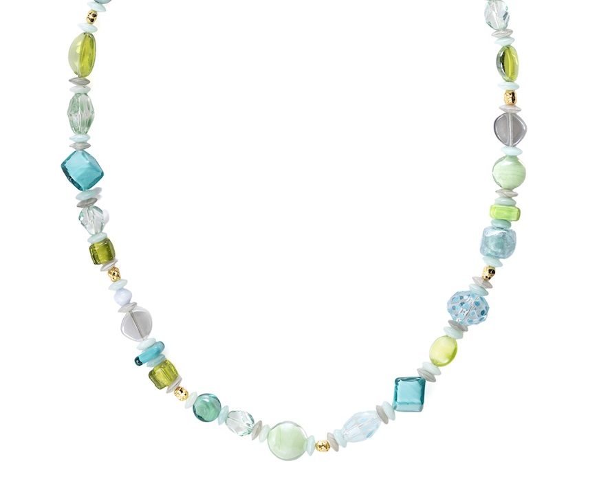 Collana lunga Evoque vetro di Murano verde Murrina Murano Venezia