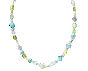 Collana lunga Evoque vetro di Murano verde Murrina Murano Venezia