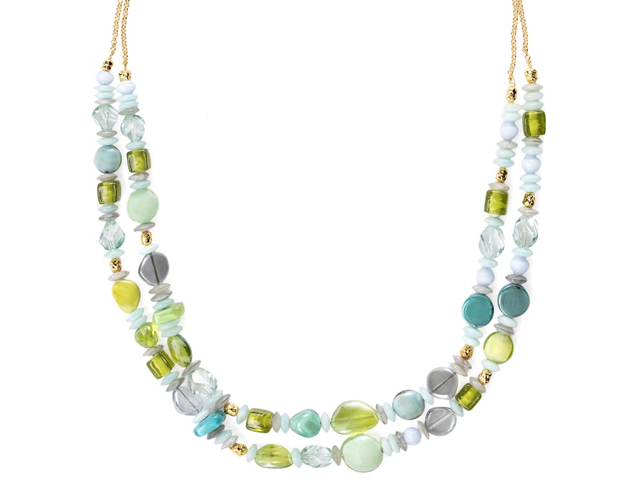 Collana lunga Evoque vetro di Murano verde Murrina Murano Venezia