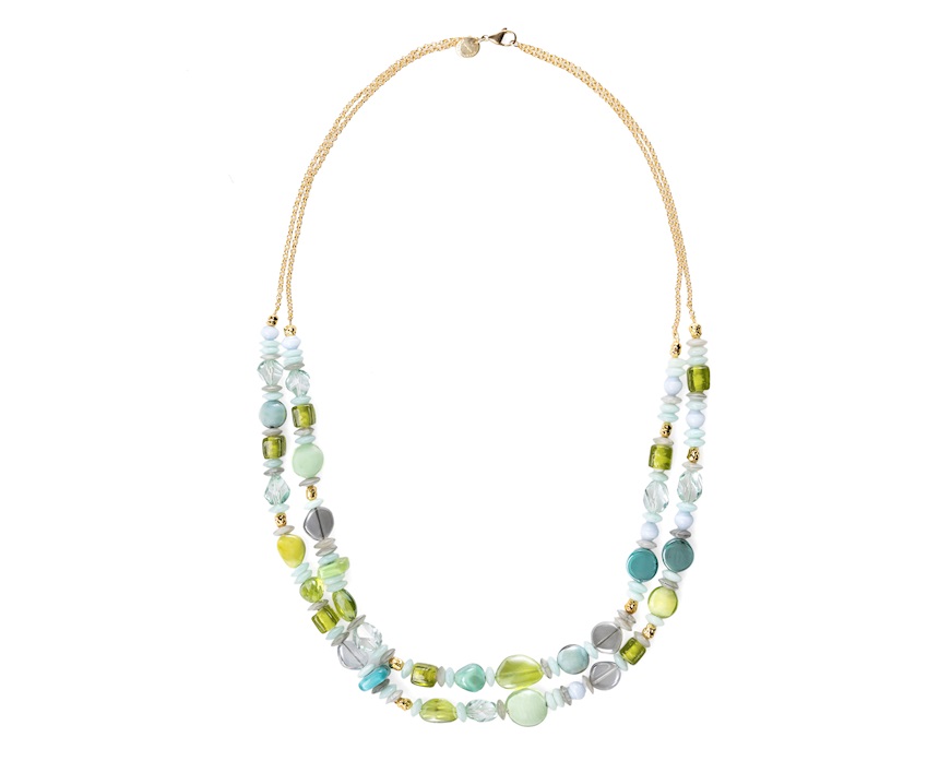 Collana lunga Evoque vetro di Murano verde Murrina Murano Venezia