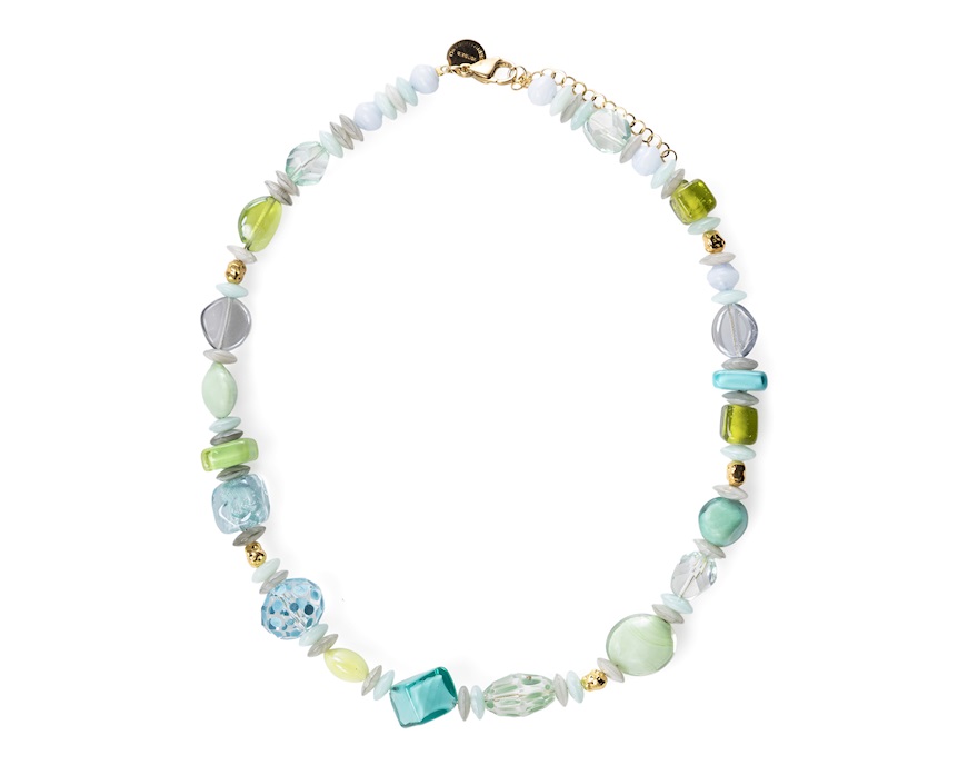 Collana Evoque vetro di Murano verde Murrina Murano Venezia