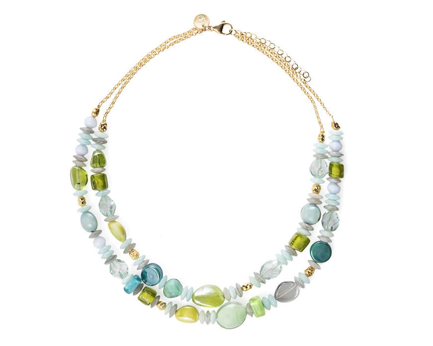 Collana girocollo Evoque vetro di Murano verde Murrina Murano Venezia