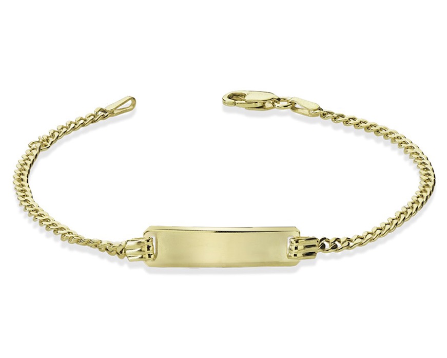 Bracciale Oro 9 Kt a maglia grumette con piastrina Unoaerre