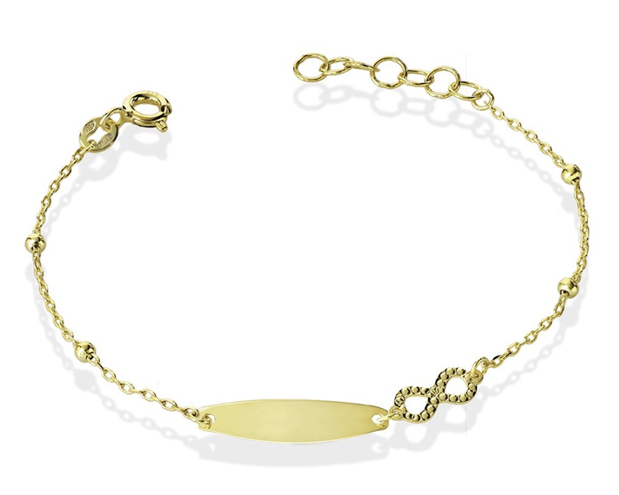 Bracciale Oro 9 Kt con infinito e piastrina Unoaerre