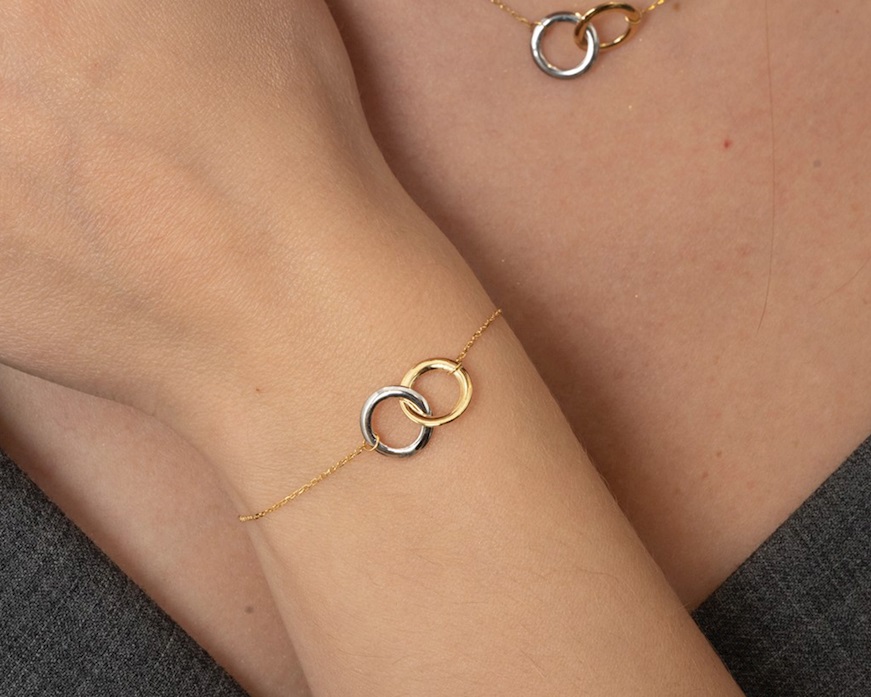 Bracciale Oro 9 Kt con doppio cerchio Unoaerre