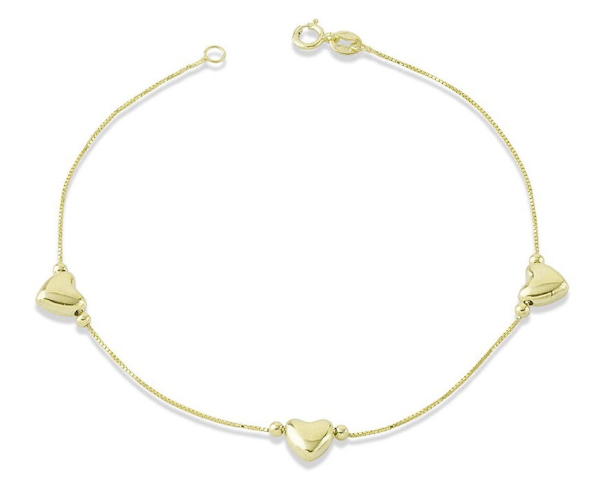 Bracciale Oro 9 Kt con cuori Unoaerre