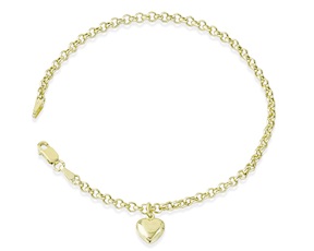 Bracciale Oro 9 Kt a maglia rolò con cuore Unoaerre