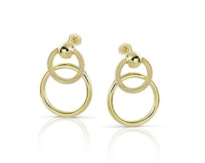 Orecchini Oro 9 Kt con cerchi lucidi e zigrinati Unoaerre