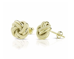 Orecchini Oro 9 Kt con nodo lucido e zigrinato Unoaerre