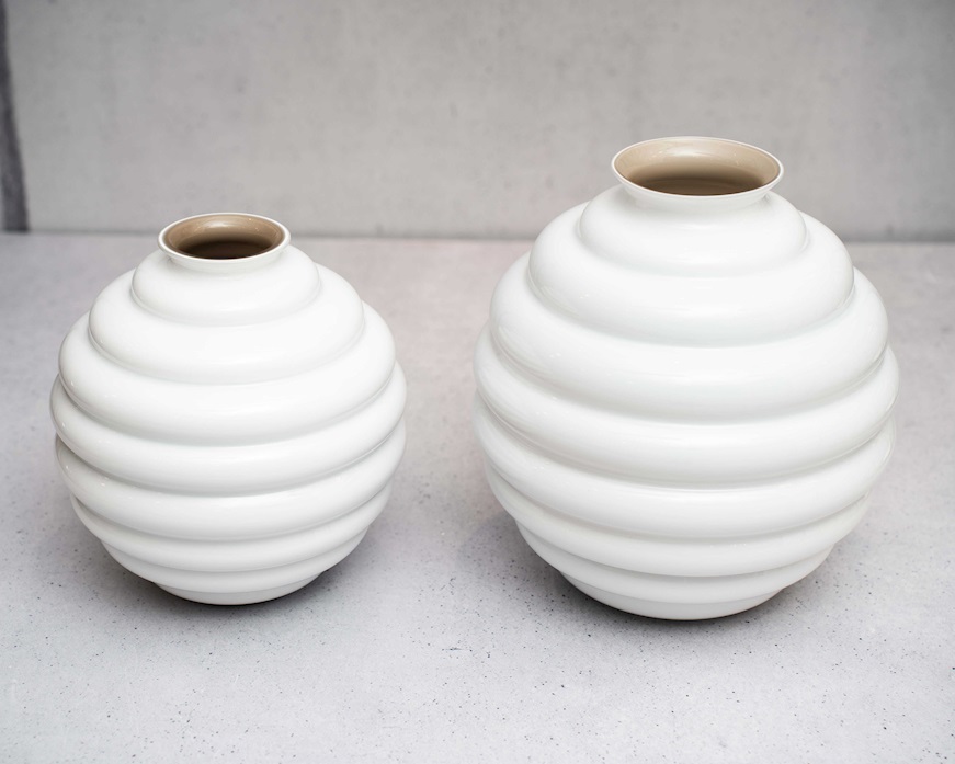 Vaso Decò vetro di Murano lattimo interno talpa Venini