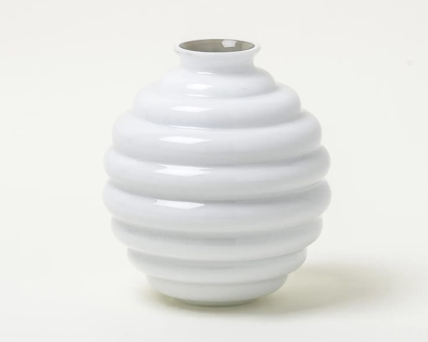 Vaso Decò vetro di Murano lattimo interno talpa Venini