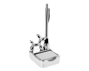 Porta biglietti adesivi Cane palloncino argento con penna Selezione Zanolli