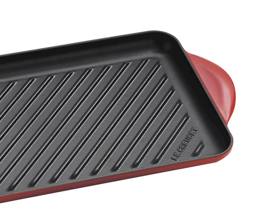 Grill rettangolare Extralarge ghisa ciliegia Le Creuset