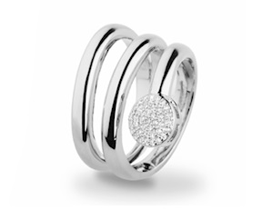 Anello ottone finitura rodio con cubic zirconia Sovrani