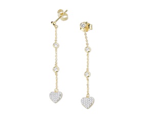 Orecchini Cuore argento dorato con zirconi bianchi Sovrani